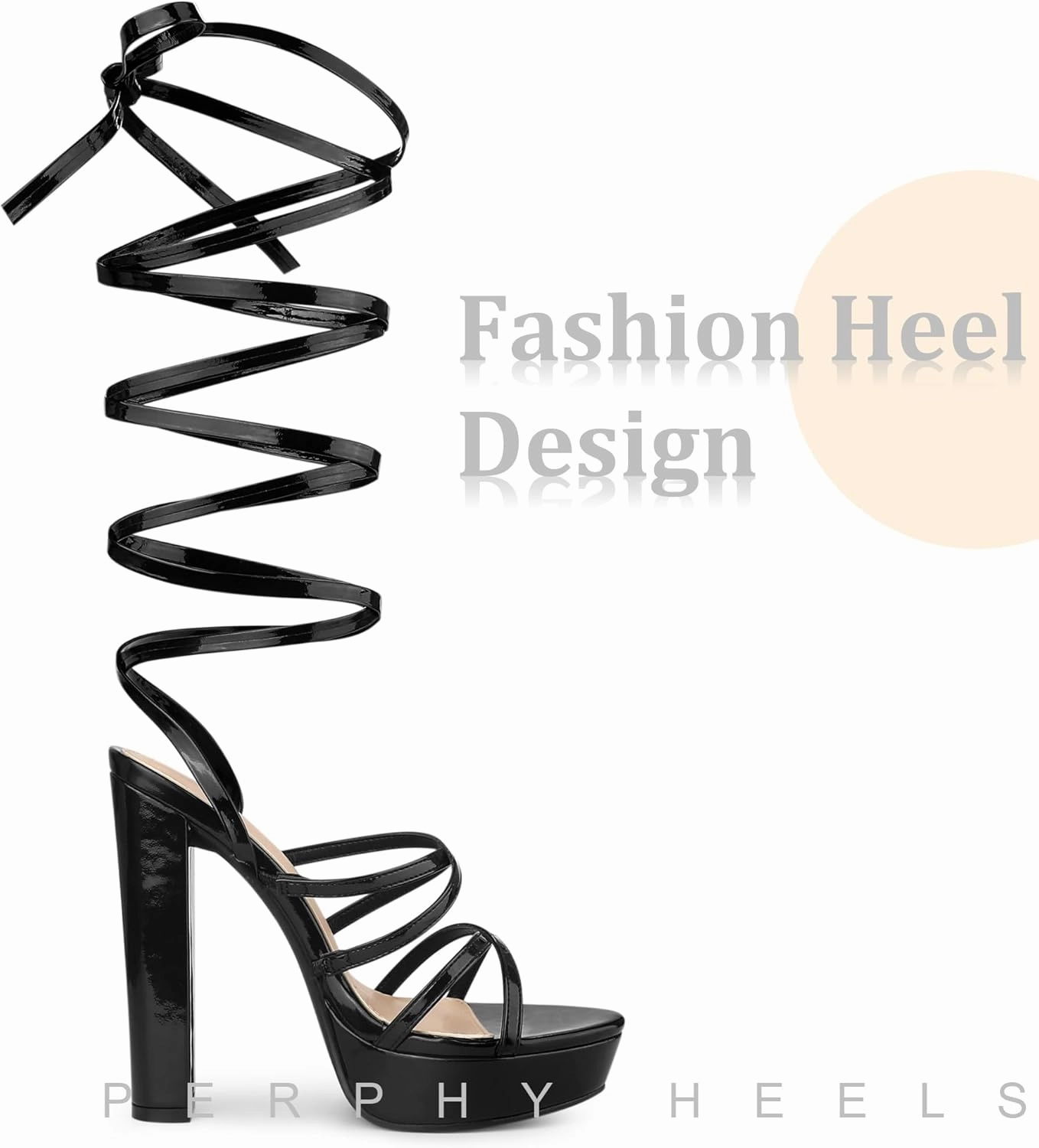 Perphy Platform Heels Block Strappy Heel Lace Up Heel Sandals for Women