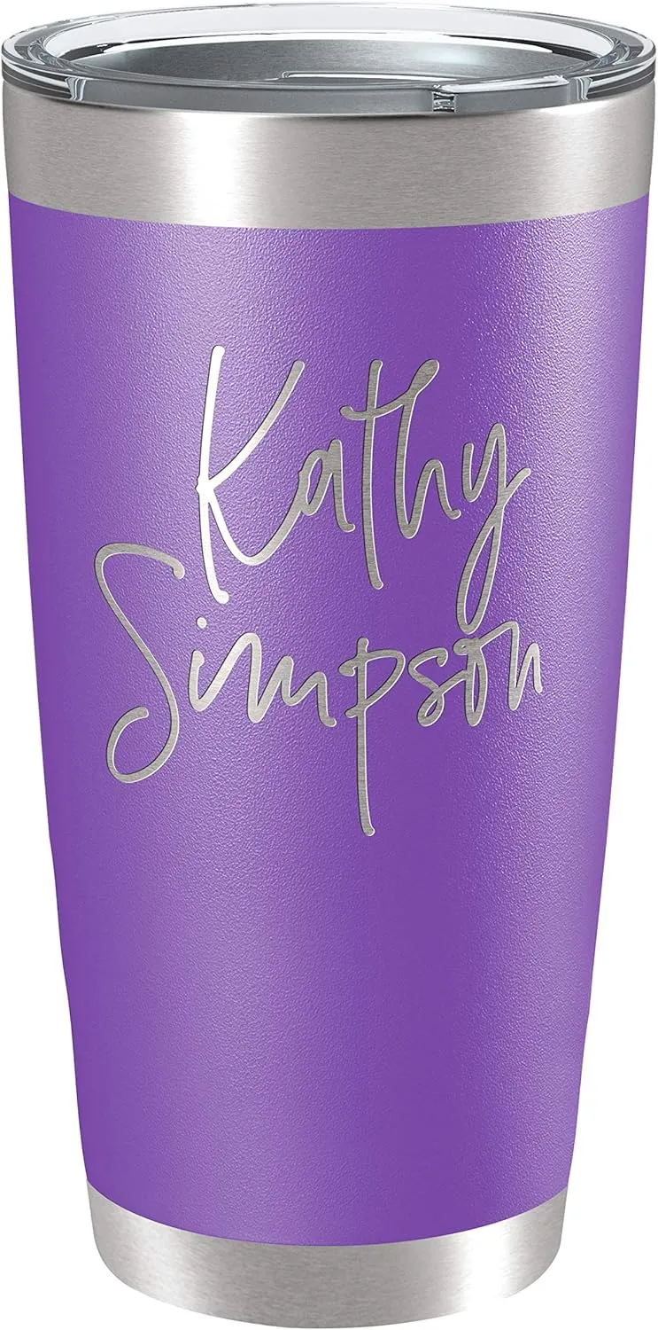 Personalized Tumblers, Stainless Steel 20 oz Tumbler w/Lid |13 Different Designs| Personalized Cups Double Walled Insulated Coffee Cup for Travel - Purple