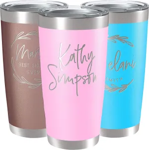 Personalized Tumblers, Stainless Steel 20 oz Tumbler w/Lid |13 Different Designs| Personalized Cups Double Walled Insulated Coffee Cup for Travel - Soft Pink