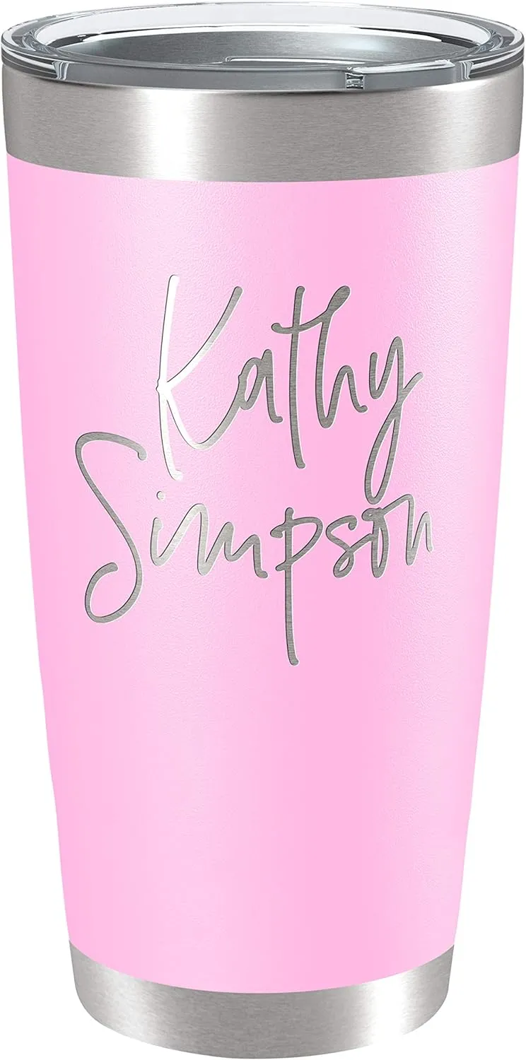 Personalized Tumblers, Stainless Steel 20 oz Tumbler w/Lid |13 Different Designs| Personalized Cups Double Walled Insulated Coffee Cup for Travel - Soft Pink