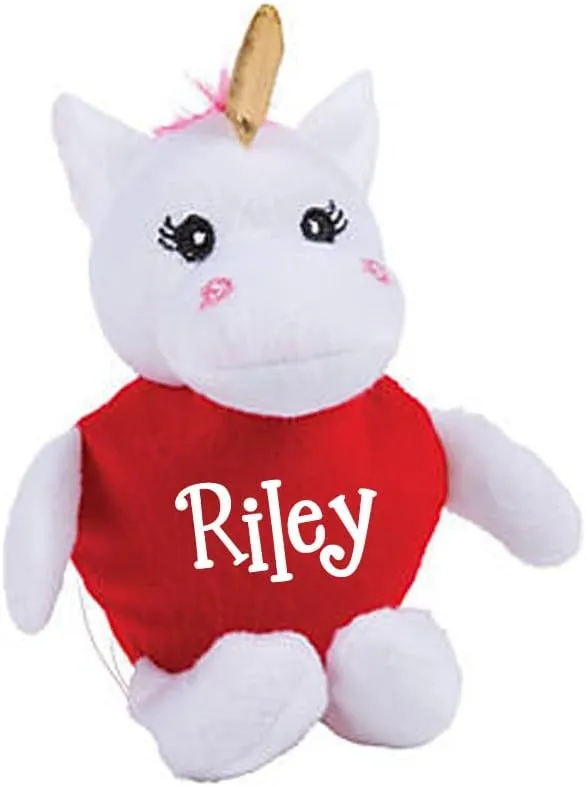 Personalized Valentine's Day Unicorn Character - Miniature Stuffed Animal Keepsake with Custom Name