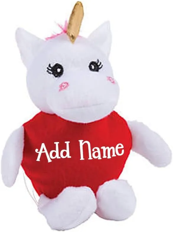 Personalized Valentine's Day Unicorn Character - Miniature Stuffed Animal Keepsake with Custom Name