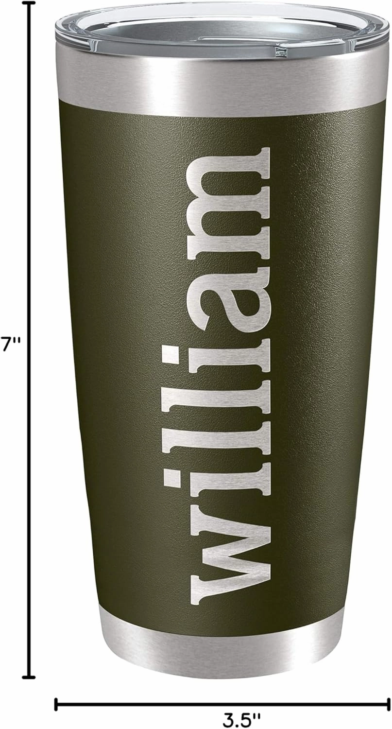 Personalized Tumblers, Stainless Steel 20 oz Tumbler w/Lid |13 Different Designs| Personalized Cups Double Walled Insulated Coffee Cup for Travel, Work, Gym, Fitness | Hot and Cold Drink Use - Army