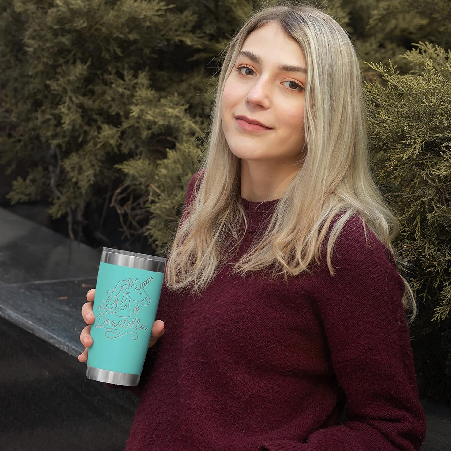 Personalized Tumblers, Stainless Steel 20 oz Tumbler w/Lid | 13 Designs | Personalized Cups Double Walled Insulated Coffee Cup for Travel, Work, Gym, Fitness | Hot and Cold Drink - Rose Gold