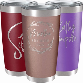 Personalized Tumblers, Stainless Steel 20 oz Tumbler w/Lid | 13 Designs | Personalized Cups Double Walled Insulated Coffee Cup for Travel, Work, Gym, Fitness | Hot and Cold Drink - Rose Gold
