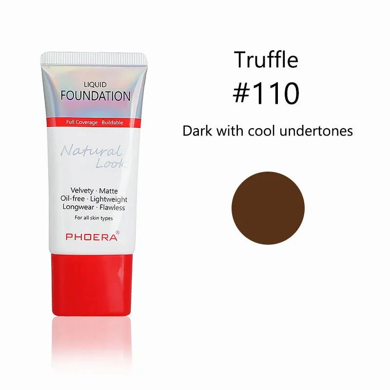 PHOERA Liquid Foundation Mineral Touch Oil Control Matte Skin-Friendly Makeup Full Coverage 24Hour Long Lasting Cosmetic