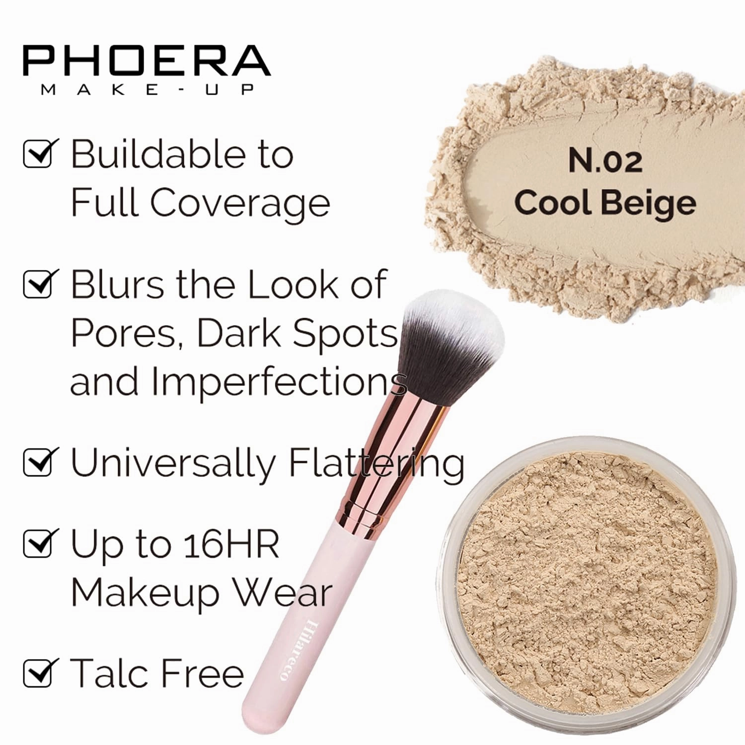 PHOERA Mushroom Head Air Cushion CC Cream Natural Foundation, Concealer, Primer, Powder, Kabuki Makeup Brushes (101 Porcelain 01 Ivory)