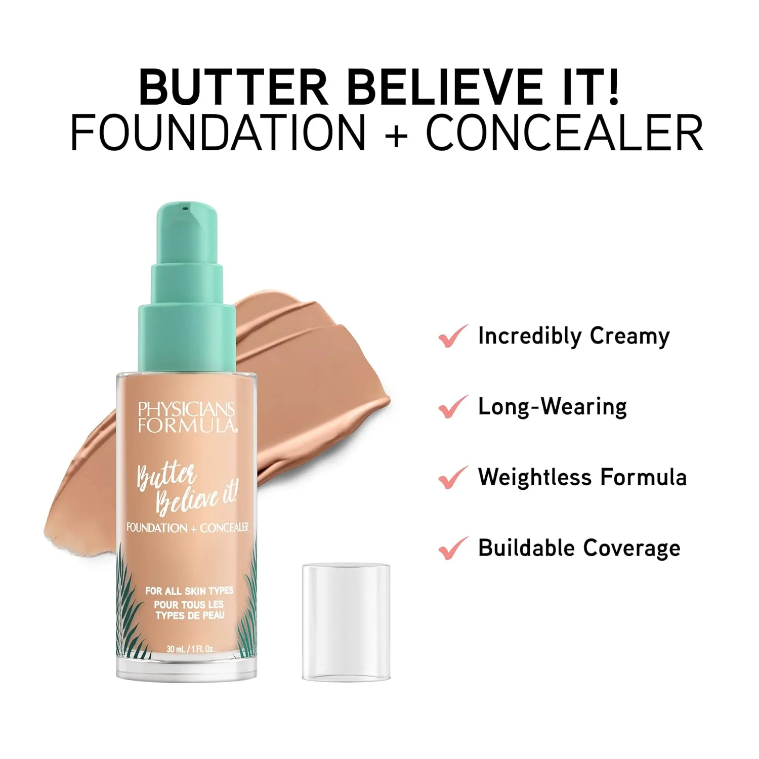 Physicians Formula Butter Believe It! Foundation   Concealer Medium | Dermatologist Tested, Clinicially Tested