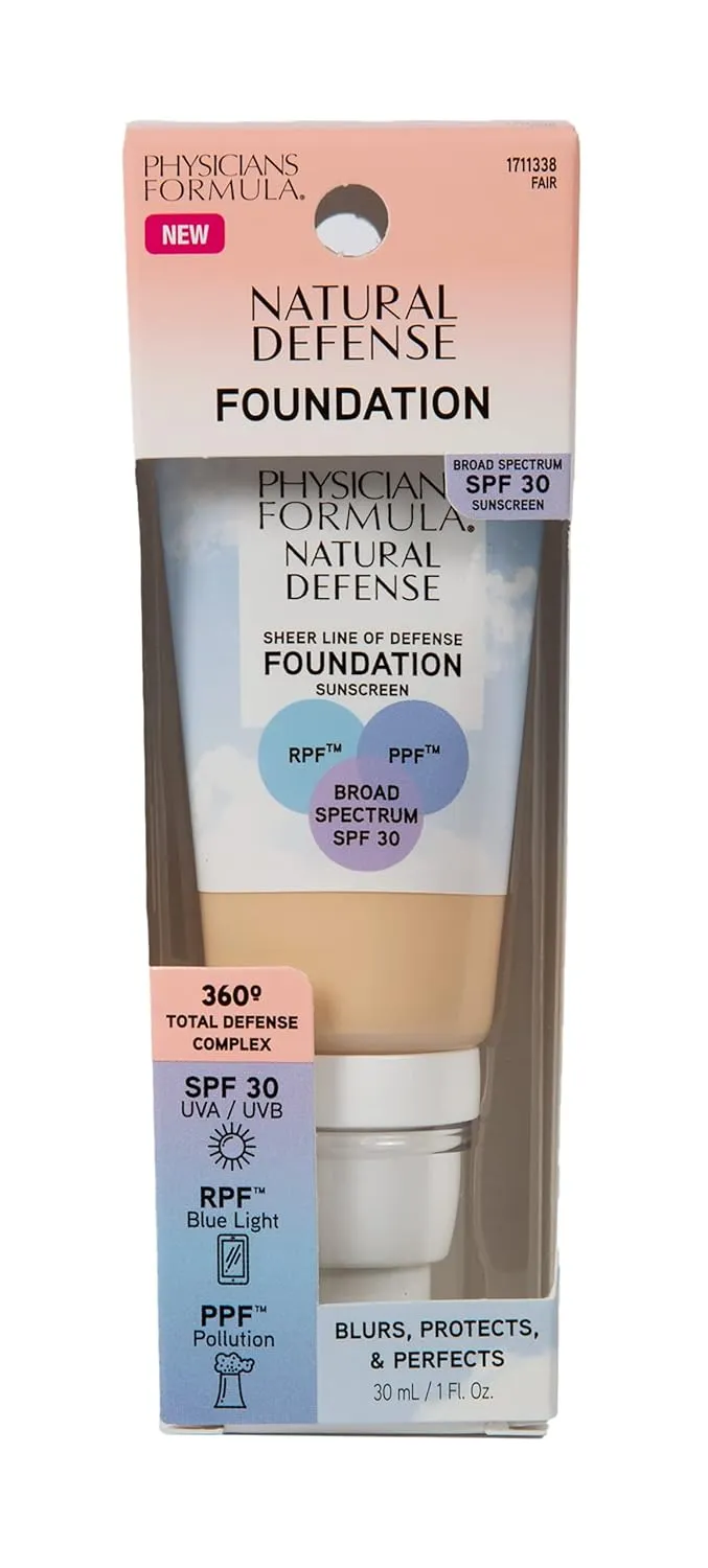Physicians Formula Natural Defense Sheer Line of Defense Foundation SPF 30 Fair | Dermatologist Tested, Clinicially Tested