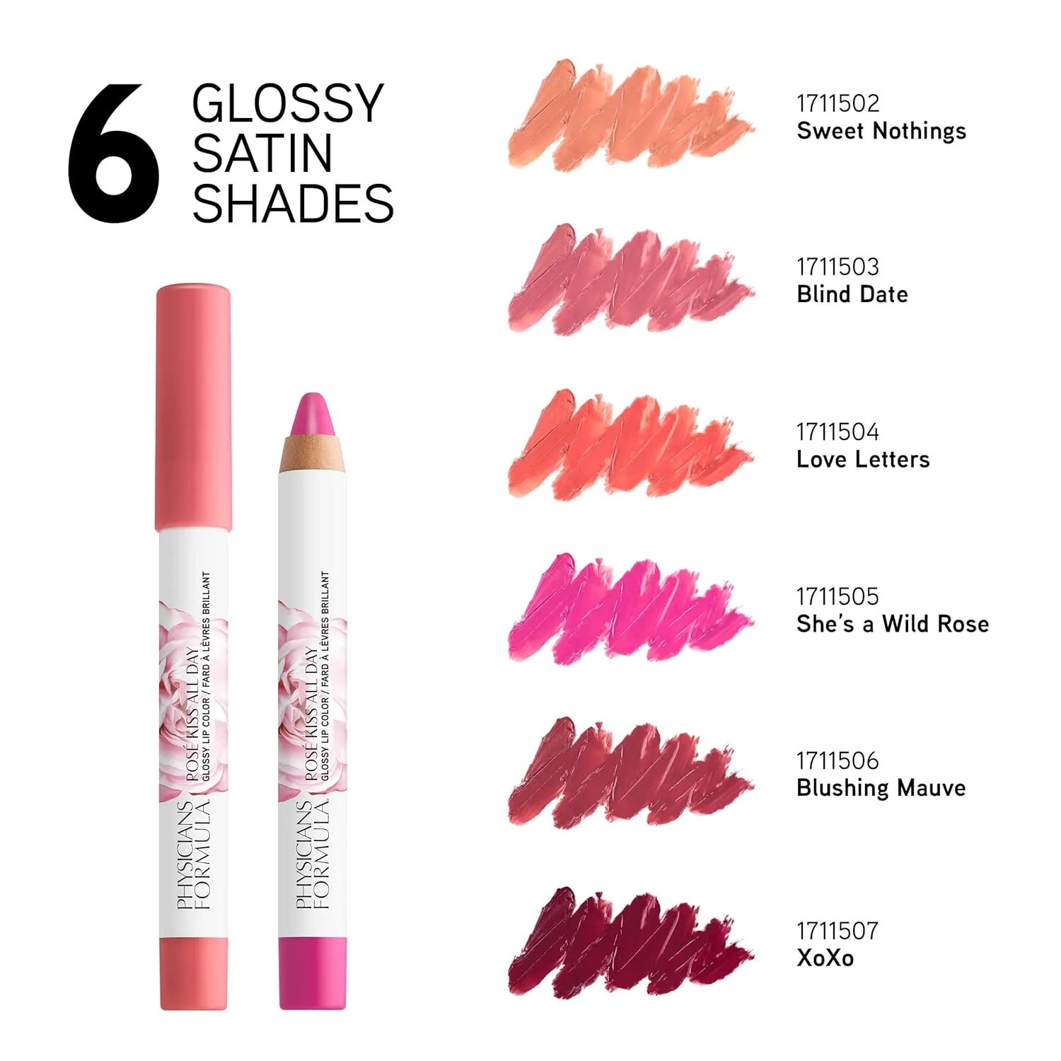 Physicians Formula Rosé Kiss All Day Glossy Lipstick Lip Color Makeup, Red Blush Blushing Mauve, Dermatologist Approved, Rose Water, Antioxidant-Rich, Vitamin C, Non-drying (Pack of 2)