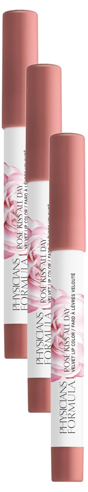 Physicians Formula Rosé Kiss All Day Velvet Lip Color Pillow Talk | Dermatologist Tested, Clinicially Tested (Pack of 3)
