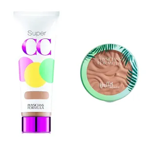 Physicians Formula Super CC Color-Correction   Care CC Cream, Light/Medium 1.2 Ounces, SPF 30 with Murumuru Butter Bronzer, 0.38 Ounce