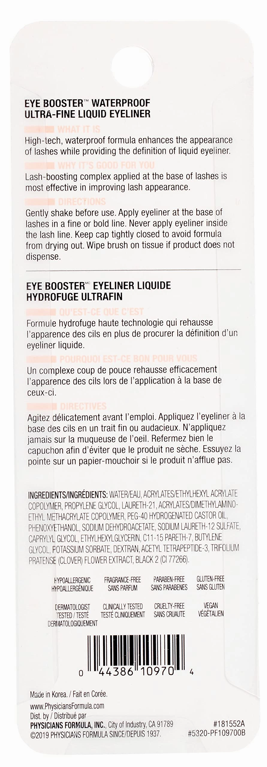 Physicians Formula Eye Booster, Lash-Enhancing 2-in-1 Eyeliner Serum, Dermatologist Approved, Hypoallergenic, Cruelty-Free & Vegan - Deep Brown