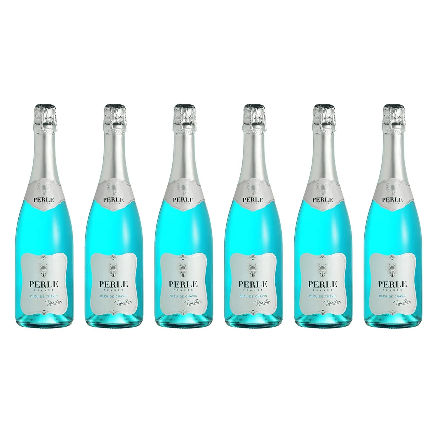 Pierre Chavin Perle Bleu Alcohol-Free 0.0% Sparkling From France, Halal Certified, Vegan, Sulphite Free (750ml, 6 bottles)