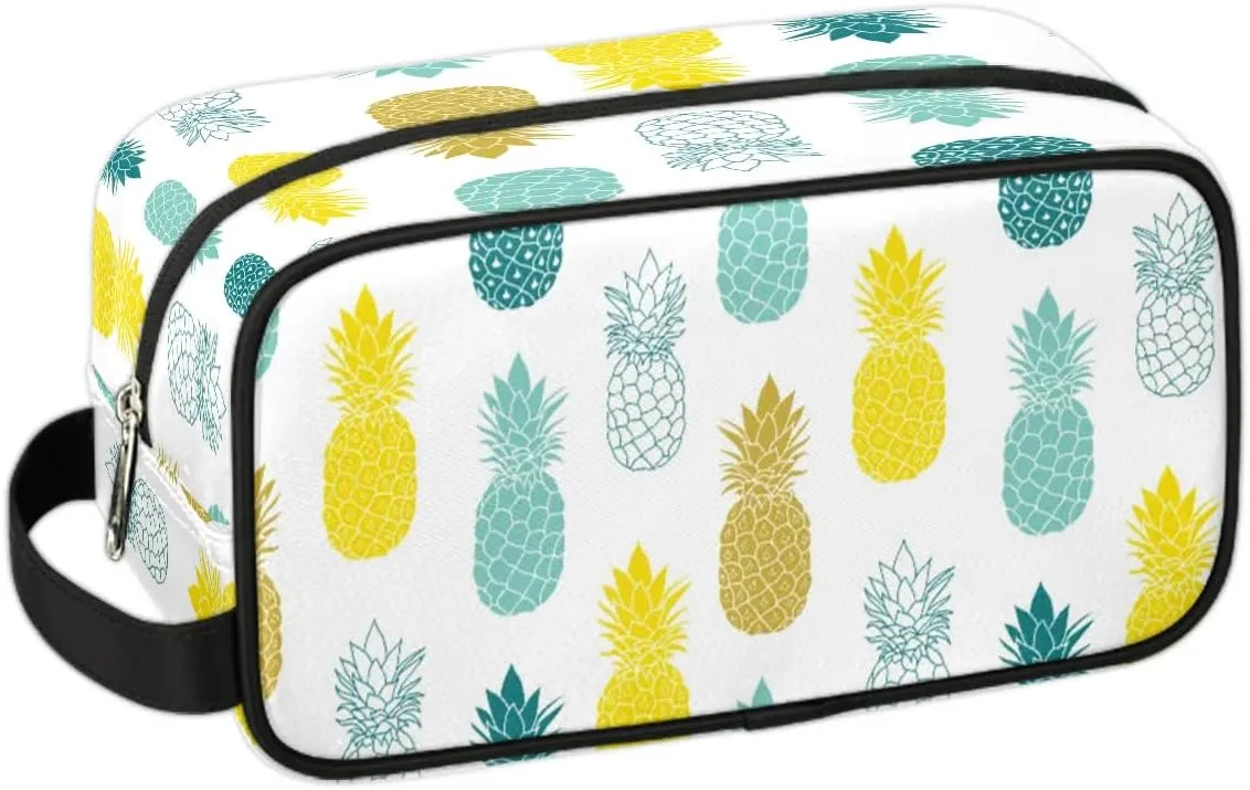 Pineapples Travel Toiletry Bag for Women Men Small Cosmetic Makeup Organizer Water Resistant Shaving Bag Portable Make Up Bag Storage Bags with Handle