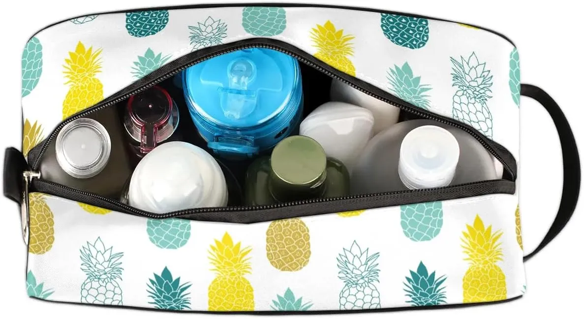 Pineapples Travel Toiletry Bag for Women Men Small Cosmetic Makeup Organizer Water Resistant Shaving Bag Portable Make Up Bag Storage Bags with Handle