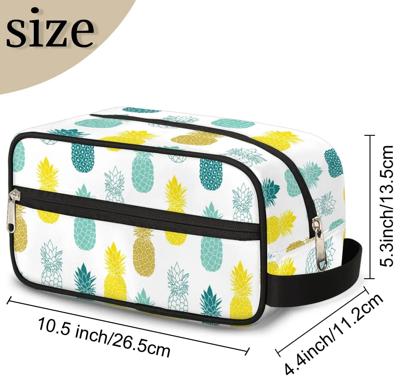 Pineapples Travel Toiletry Bag for Women Men Small Cosmetic Makeup Organizer Water Resistant Shaving Bag Portable Make Up Bag Storage Bags with Handle
