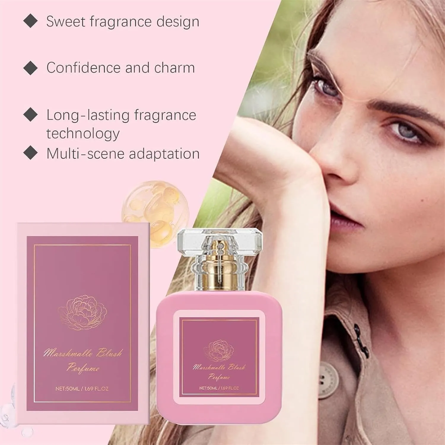 Pink Blush Shams Al Emarat Khususi Eau De Parfum Spray,Women's Edp Spray,Strawberry Candy Sweet Vitality Perfume (1PCS)