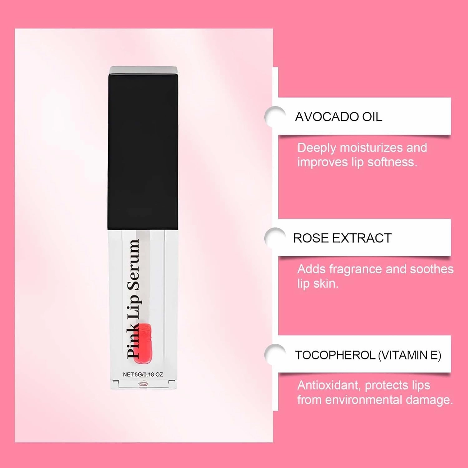 Pink Lip Serum Plump, Color Changing Lip Gloss Magic, Hydrating Lip Glow Oil Plumping Gloss Tinted Lip Balm Lip Care, Lip Plumper Transparent Lip Serum for Women Girls Lip Care(3pcs)