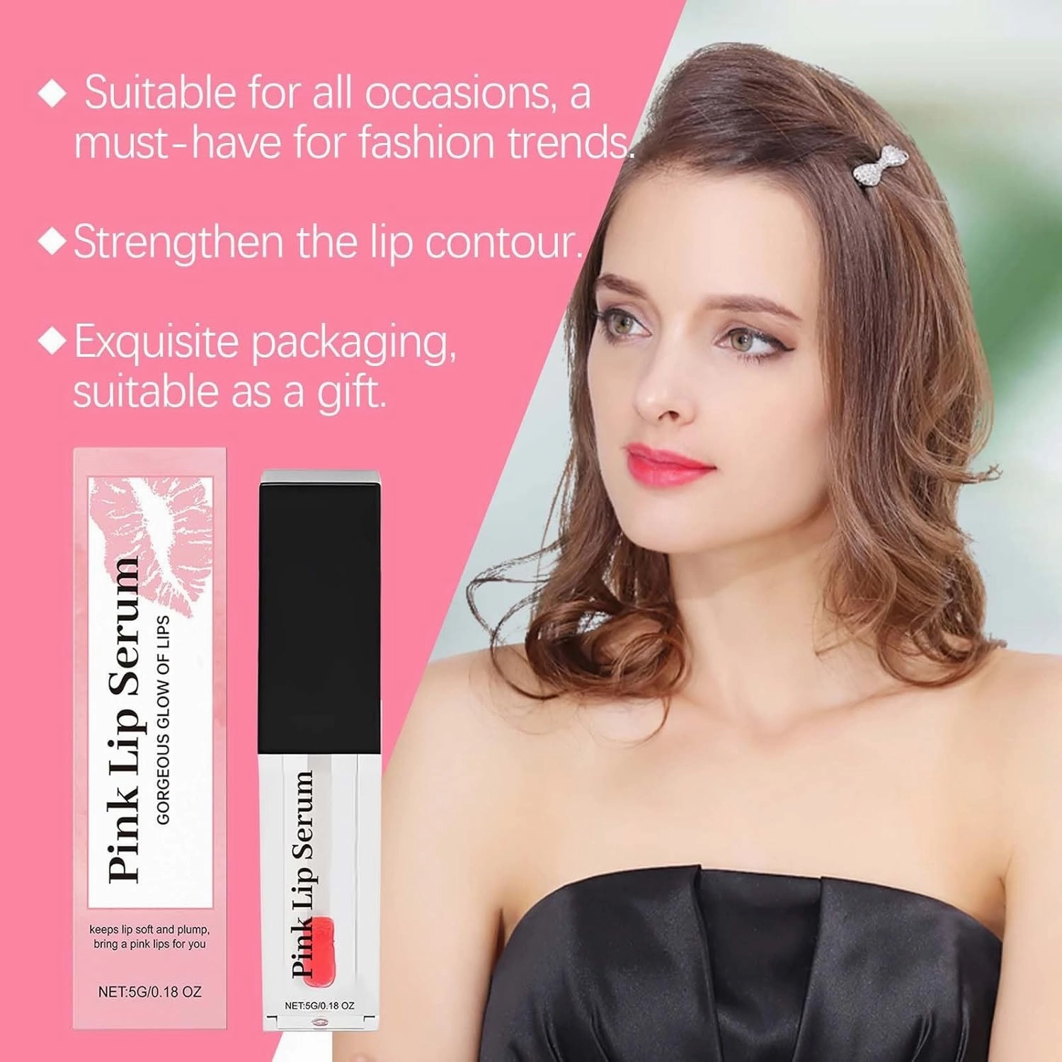 Pink Lip Serum Plump, Color Changing Lip Gloss Magic, Hydrating Lip Glow Oil Plumping Gloss Tinted Lip Balm Lip Care, Lip Plumper Transparent Lip Serum for Women Girls Lip Care(3pcs)