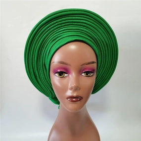 Pre Tied African Headtie Hat Turban Cap for Women Nigerian ASO Oke Headtie Auto Gele Head Wrap for Wedding Party-200G
