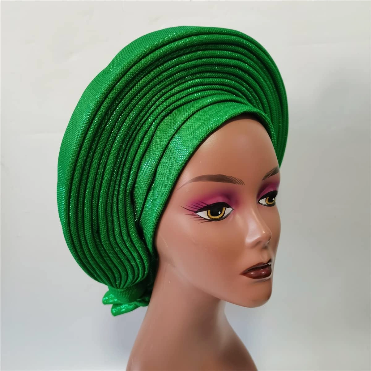 Pre Tied African Headtie Hat Turban Cap for Women Nigerian ASO Oke Headtie Auto Gele Head Wrap for Wedding Party-200G