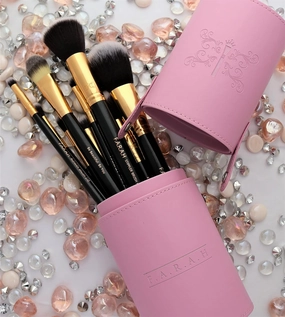 Premium Makeup Brushes Foundation Face Eyeshadows Powder Concealers Blush Eye Shadows Eyeliner Cosmetic Blending Soft Synthetic Brush Kit 12 Pcs Set with Pink Travel Case by F.A.R.A.H