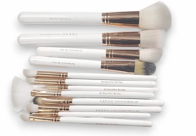 Premium Makeup Brushes Foundation Face Eyeshadows Powder Concealers Blush Eye Shadows Eyeliner Cosmetic Blending Soft Synthetic Brush Kit 12 Pcs Set with Rose Gold Case by F.A.R.A.H