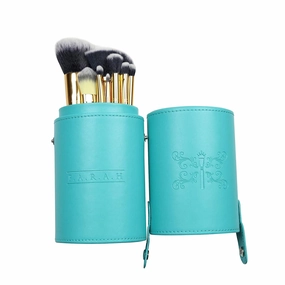 Premium Makeup Brushes Foundation Face Eyeshadows Powder Concealers Blush Eye Shadows Eyeliner Cosmetic Blending Soft Synthetic Brush Kit 12 Pcs Set with Turquoise Travel Case by F.A.R.A.H