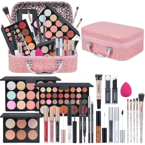 Professional Makeup Kit,Makeup kit For Girls, Makeup Set For Women Eyeshadow Palettes, Lip Colors, Makeup brush set,Makeup bag (Pink)