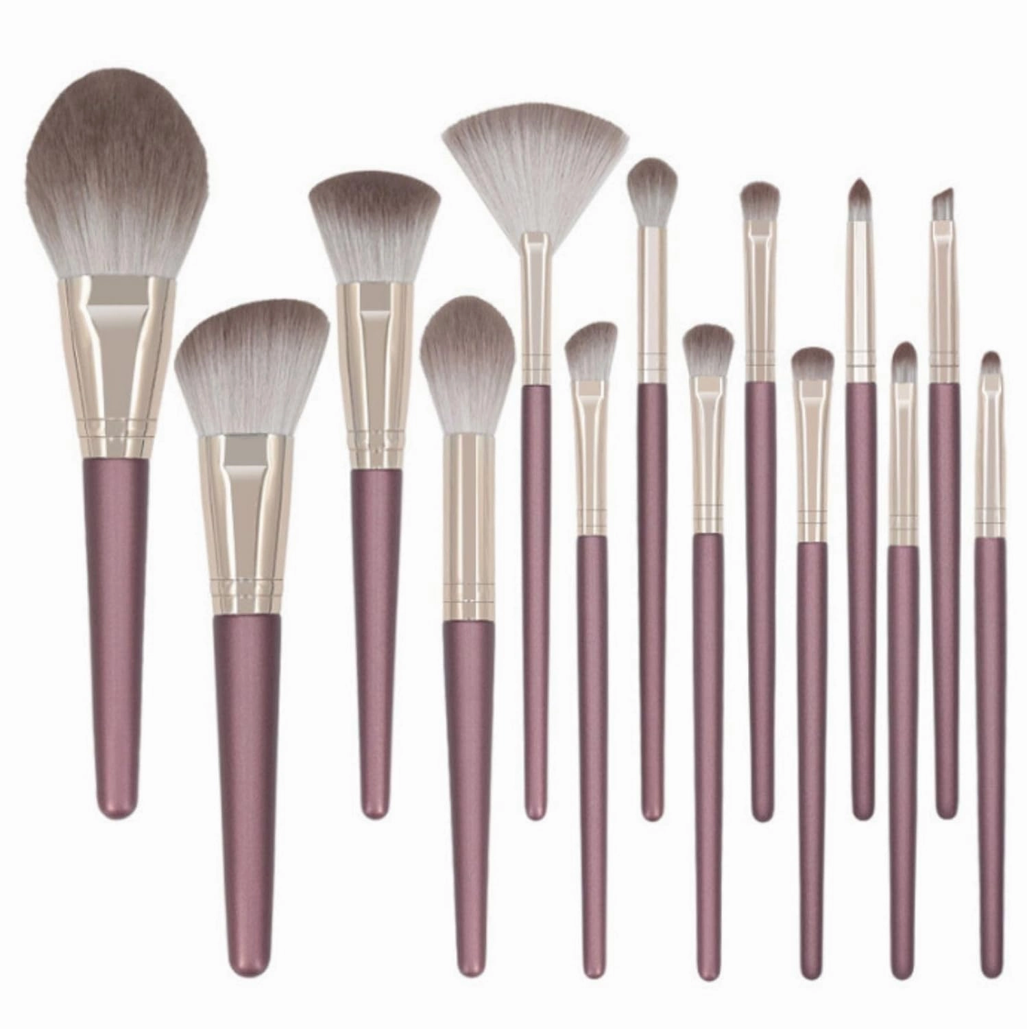 Professional Makeup Brush Set, 14 Pieces, Soft Synthetic Bristles, Rose Gold Handle, Premium Cosmetic Brushes