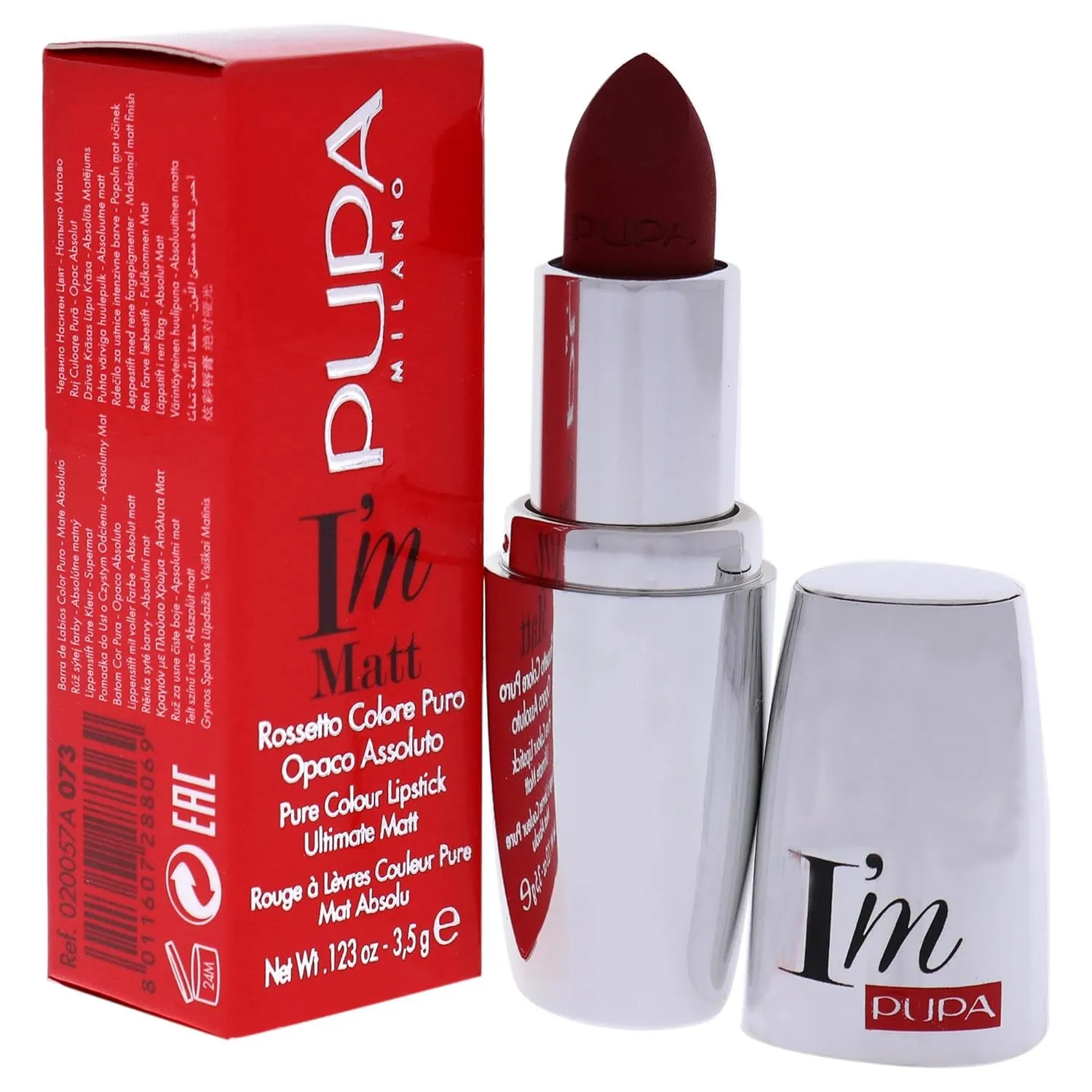 Pupa Milano I Am Matte Pure Colour Lipstick - 073 Irresistible Burgundy for Women - 0.123 oz Lipstick