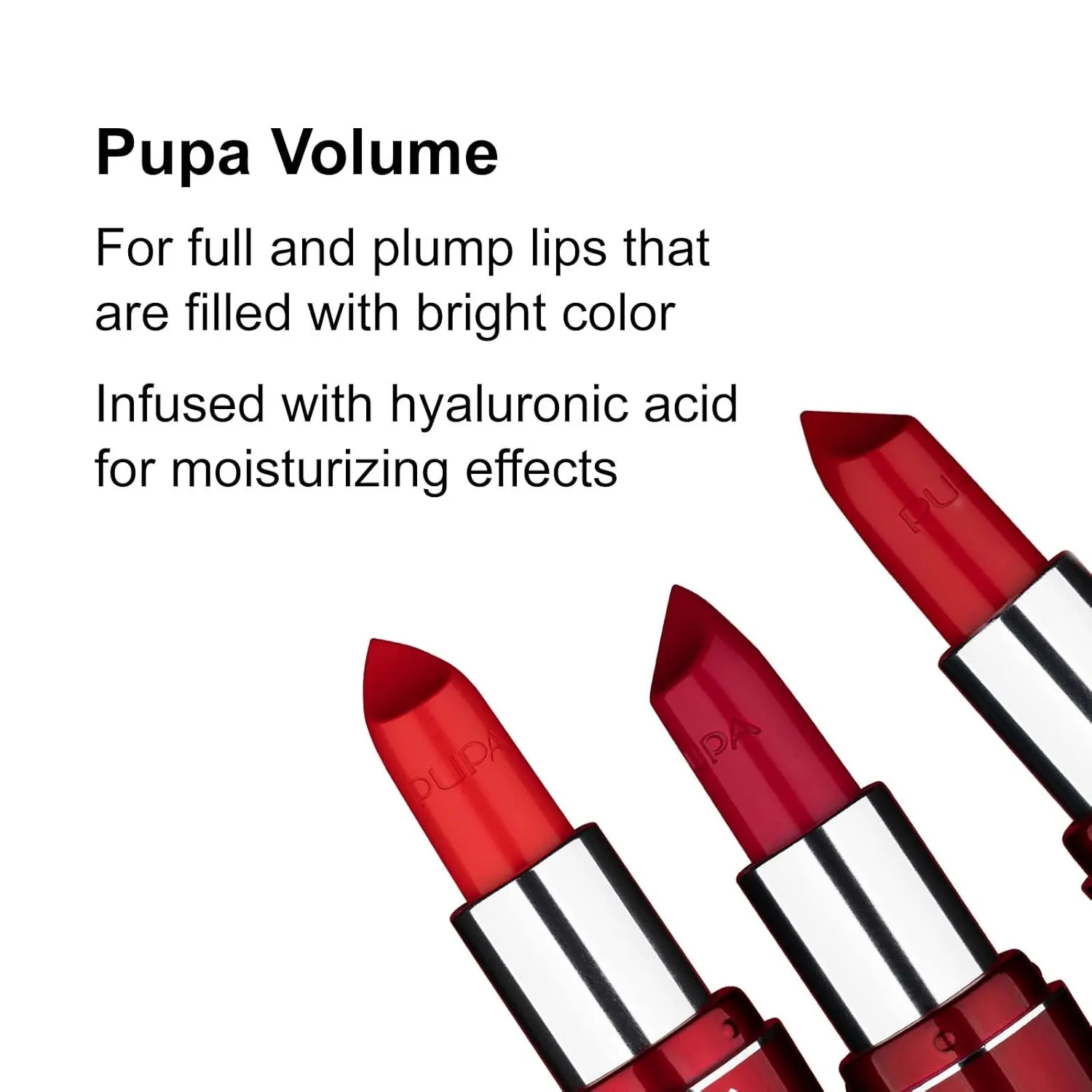 Pupa Milano Pupa Volume - Plumping, Hydrating, Cream Formula Lipsticks - Lasting Color That Stays On Lips All Day Long - Lustrous, Flattering Shades For All Complexions - 401 Red Passion - 0.123 Oz