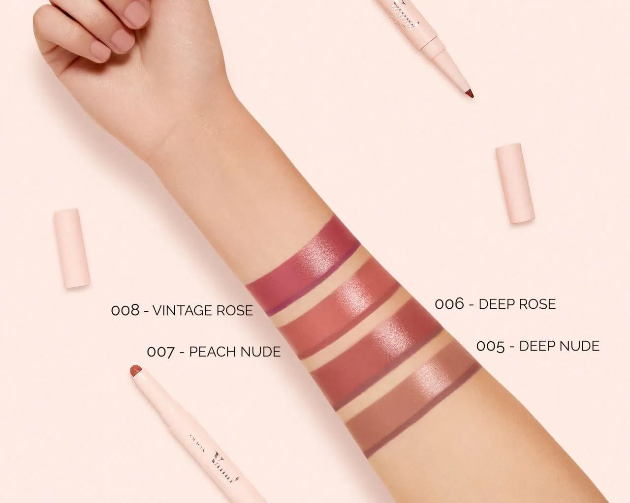 Pupa Milano Vamp! Creamy Duo, 005 Deep Nude, 1 Pc - 2 in 1 Lipstick and Lip Pencil - Long Lasting - Lightweight - No-Transfer - Smooth Texture - Highly Pigmented