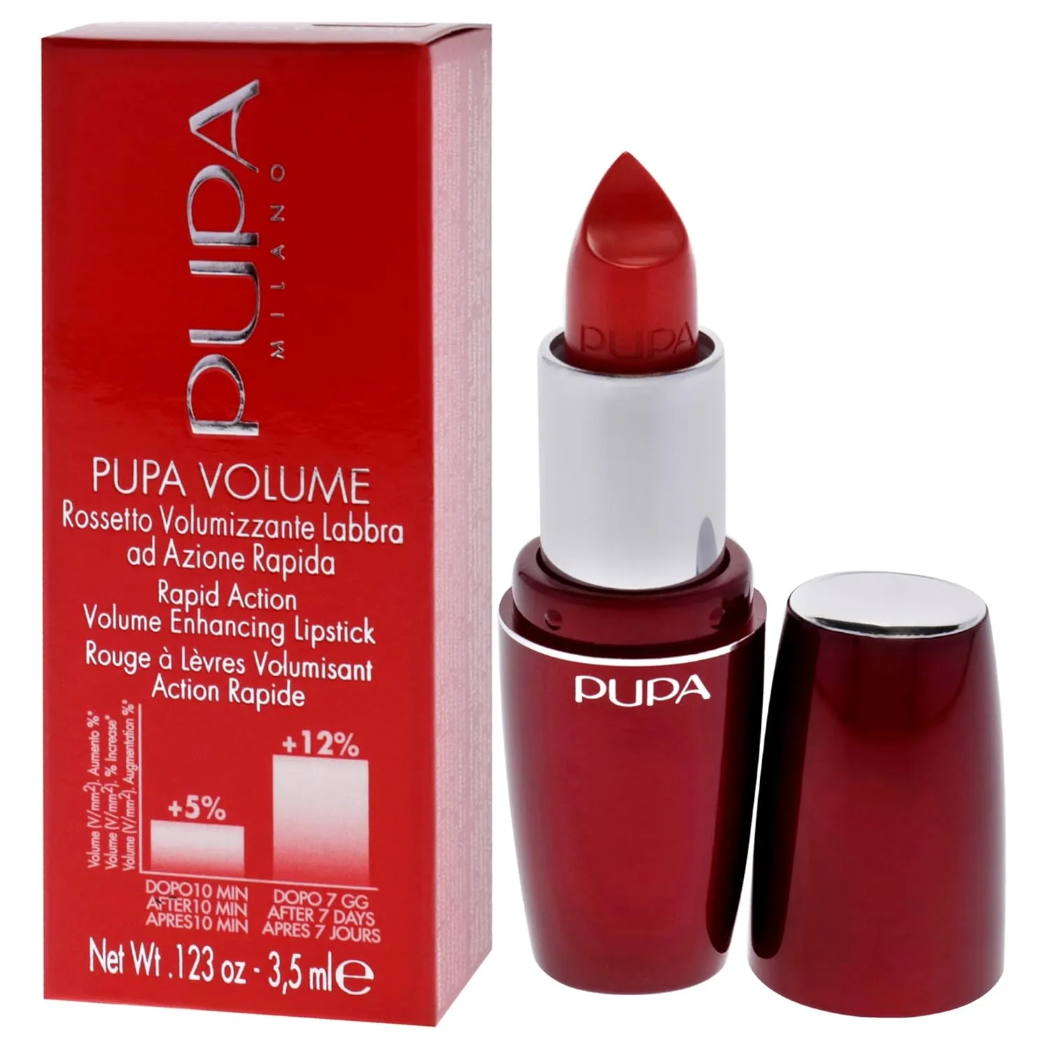 Pupa Milano Volume Lipstick - Effective Volume Enhancing Lipstick - Fuller Plumper Lips - A Creamy Texture - Amazing Results - 403 Euphoria Red - 0.123 Oz, No. 403/Euphoria Red (I0014642)