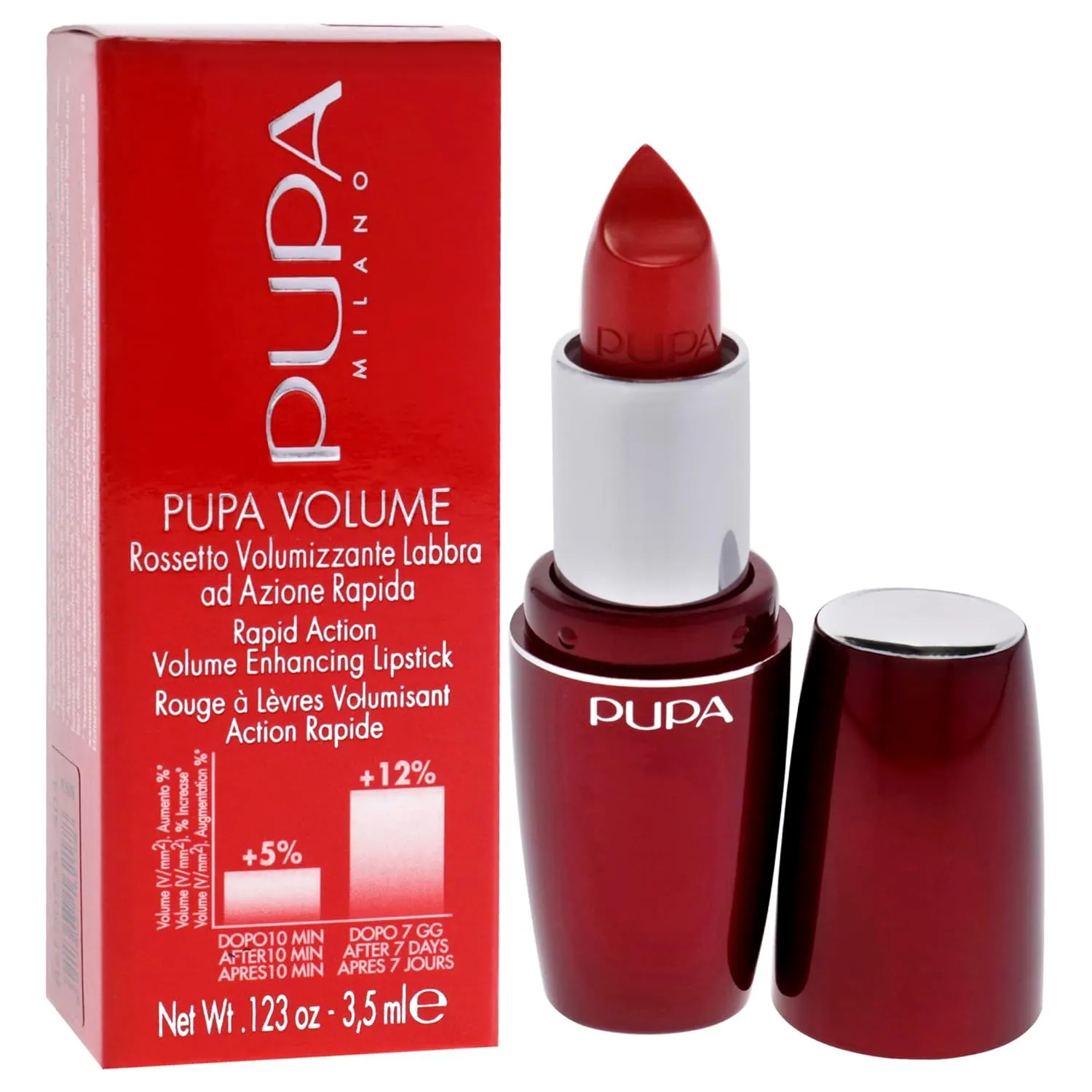 Pupa Milano Volume Lipstick - Effective Volume Enhancing Lipstick - Fuller Plumper Lips - A Creamy Texture - Amazing Results - 403 Euphoria Red - 0.123 Oz, No. 403/Euphoria Red (I0014642)