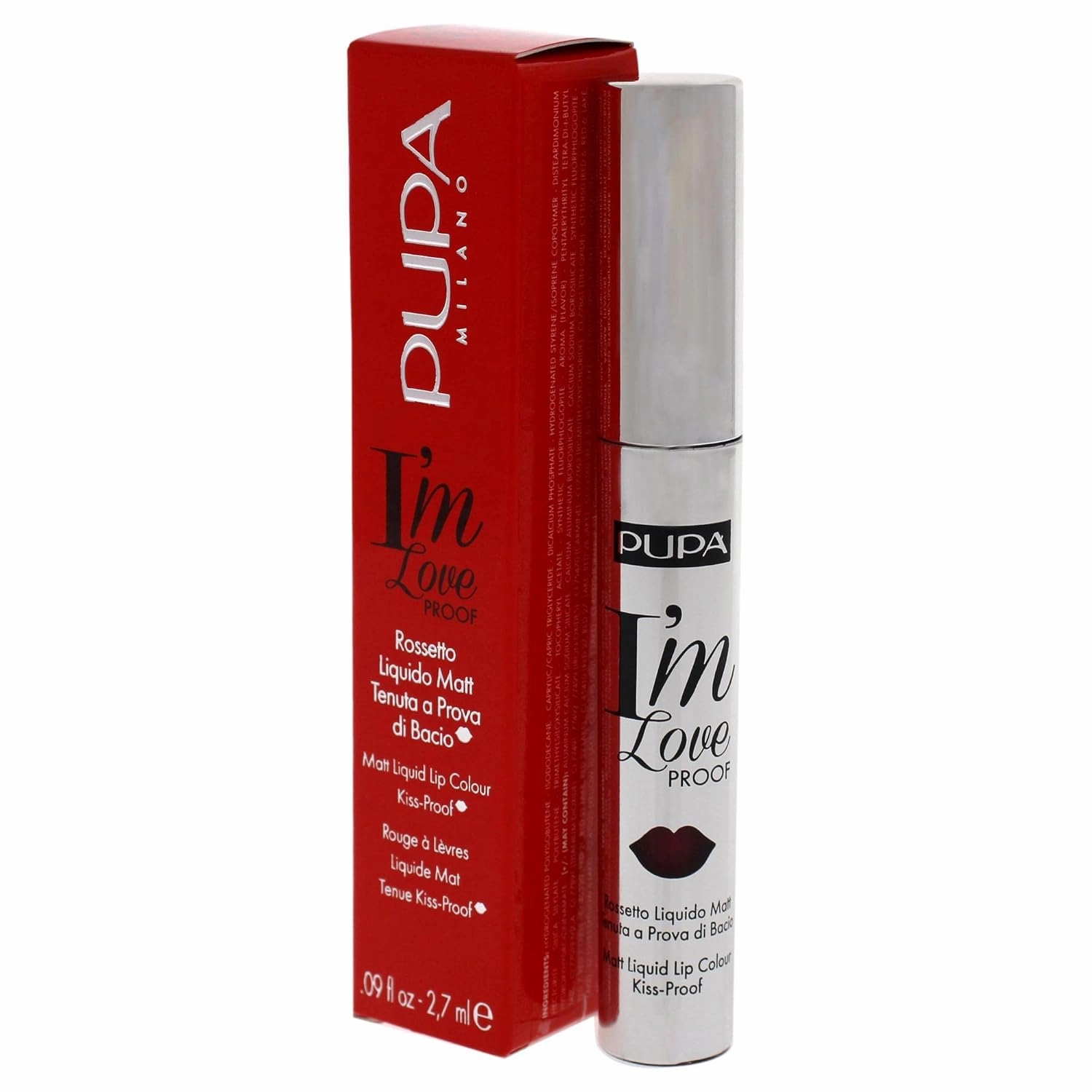 Pupa Milano I Am Love Proof Matt Liquid Lip Color - 012 Burgundy Red for Women - 0.09 oz Lipstick