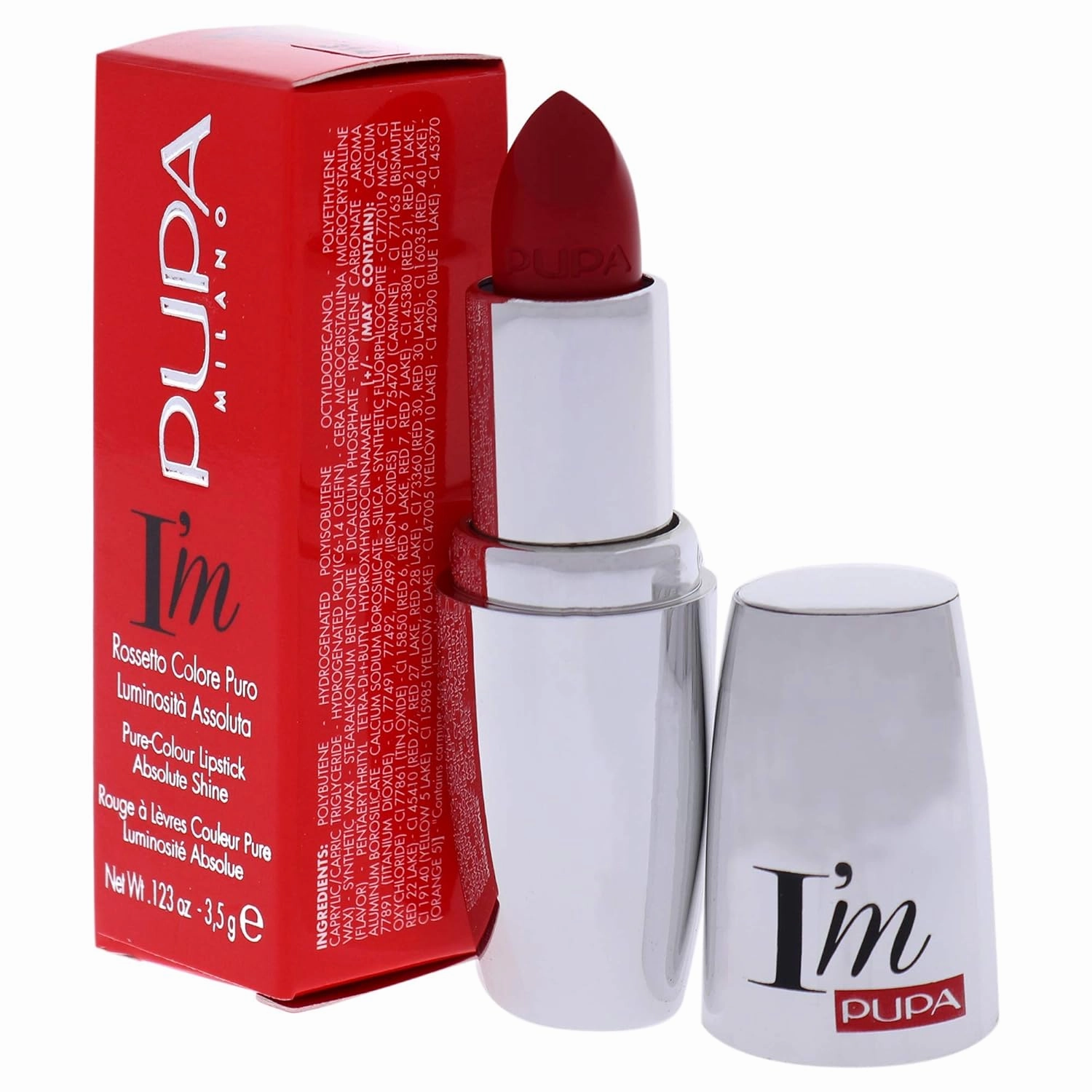 Pupa Milano I Am Pure-Colour Lipstick - 314 True Red for Women - 0.123 oz Lipstick