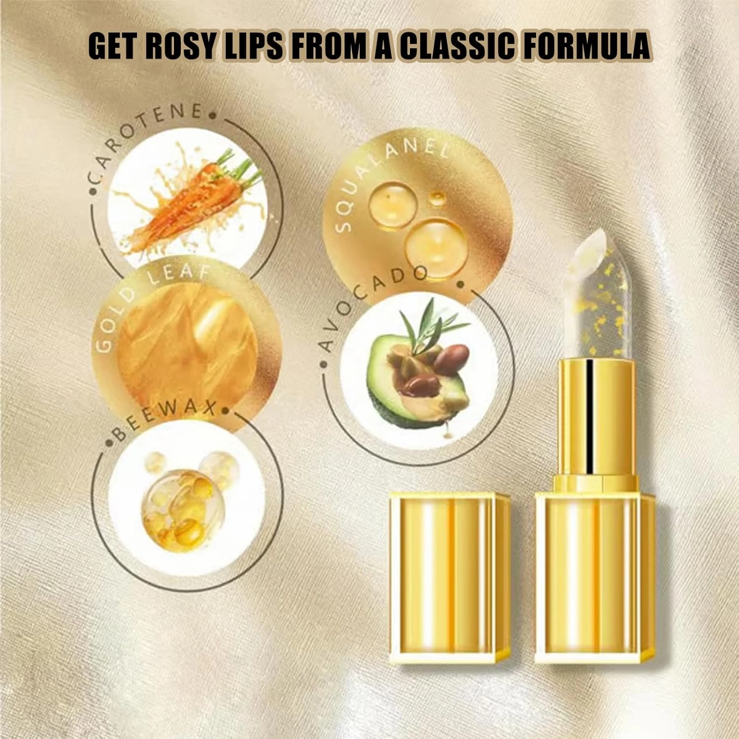 Pupyparraph Lip, Experience Luxurious Lips, Transferproof Color-Changing Lipstick, Color Alchemy, Auto-Tints on Contact, Gold Crystal Ph Lipstick Color Changing, Natural Non-fading Lip Stick (3pcs)