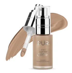 PUR Beauty 4-in-1 Love Your Selfie Foundation & Concealer - Longwear Full Coverage Liquid Makeup Foundation with Hydrating Blend for Refined-Looking, Natural Beauty Glow, Skin Texture & Tone