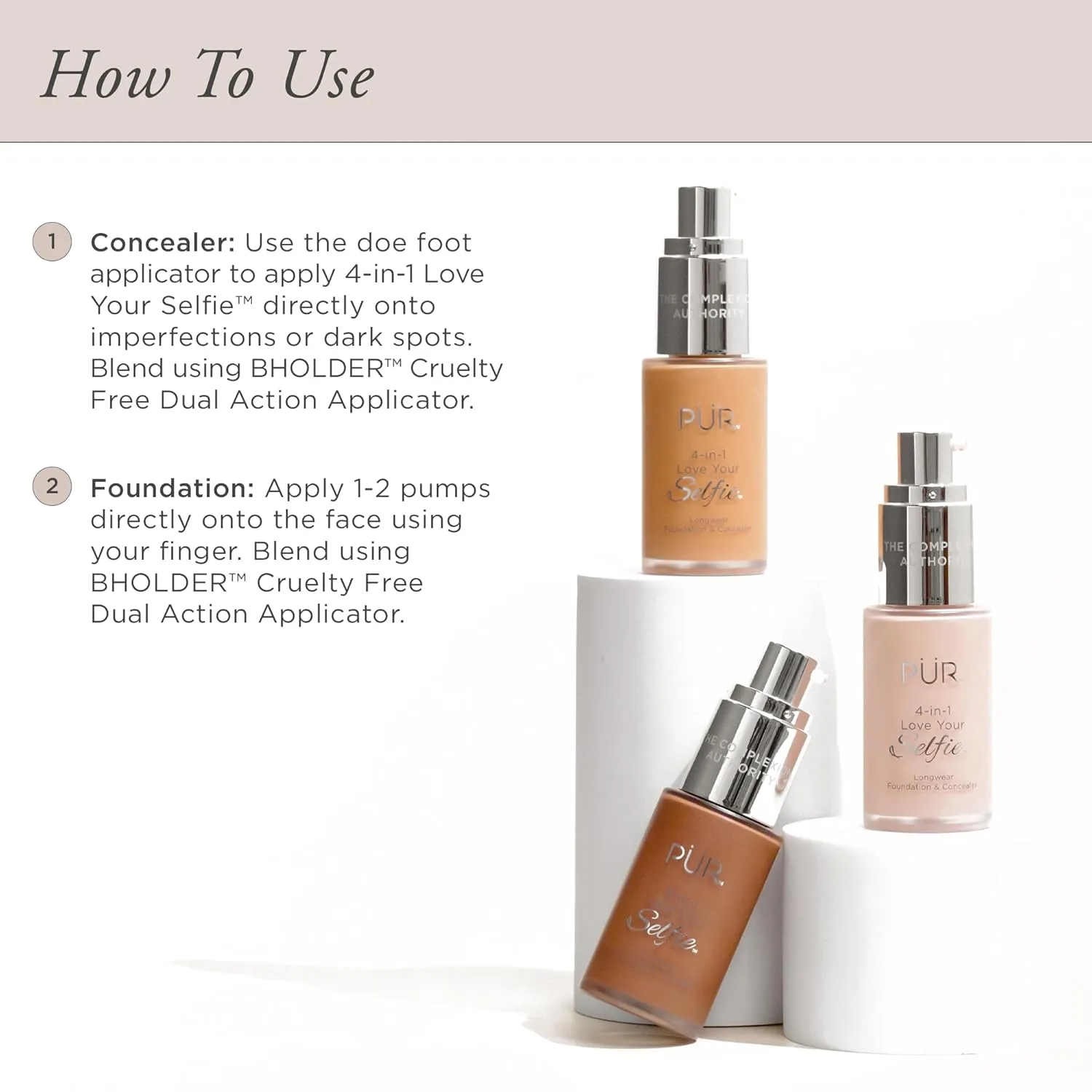 PUR Beauty 4-in-1 Love Your Selfie Foundation & Concealer - Longwear Full Coverage Liquid Makeup Foundation with Hydrating Blend for Refined-Looking, Natural Beauty Glow, Skin Texture & Tone