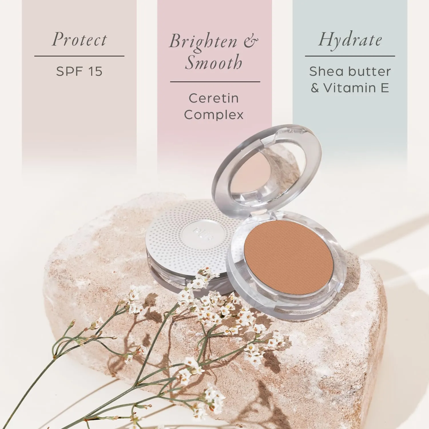 PUR Beauty 4-in-1 Pressed Mineral Makeup Powder Foundation with SPF 15 - Concealer & Finishing Compact Pressed Powder for Face - Buildable Medium to Full Coverage Foundation Powder