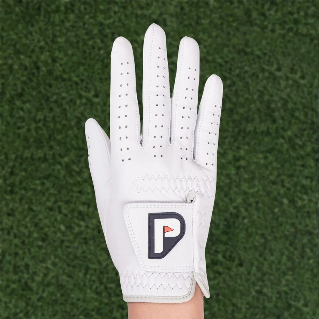 PUR3 Womens Golf Glove Left Hand and Right Hand - 2 Pack Ladies Gloves - Ultra Soft Cabretta Leather - Pastel Blush Pink and White - Extra Grip All Weather