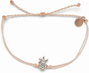 Pura Vida Silver or Rose Gold Open Pineapple Bracelet - 100% Waterproof, Adjustable Band - Plated Brand Charm