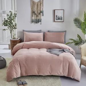 Pureant Pink Velvet Comforter Sets King Women Girls Blush Pink Fluffy Bedding Comforters Adults Teens Cute Dusty Pink Winter Quilts Solid Light Red Flannel Quilt Bean Pink Micromink Sherpa Plush Bed