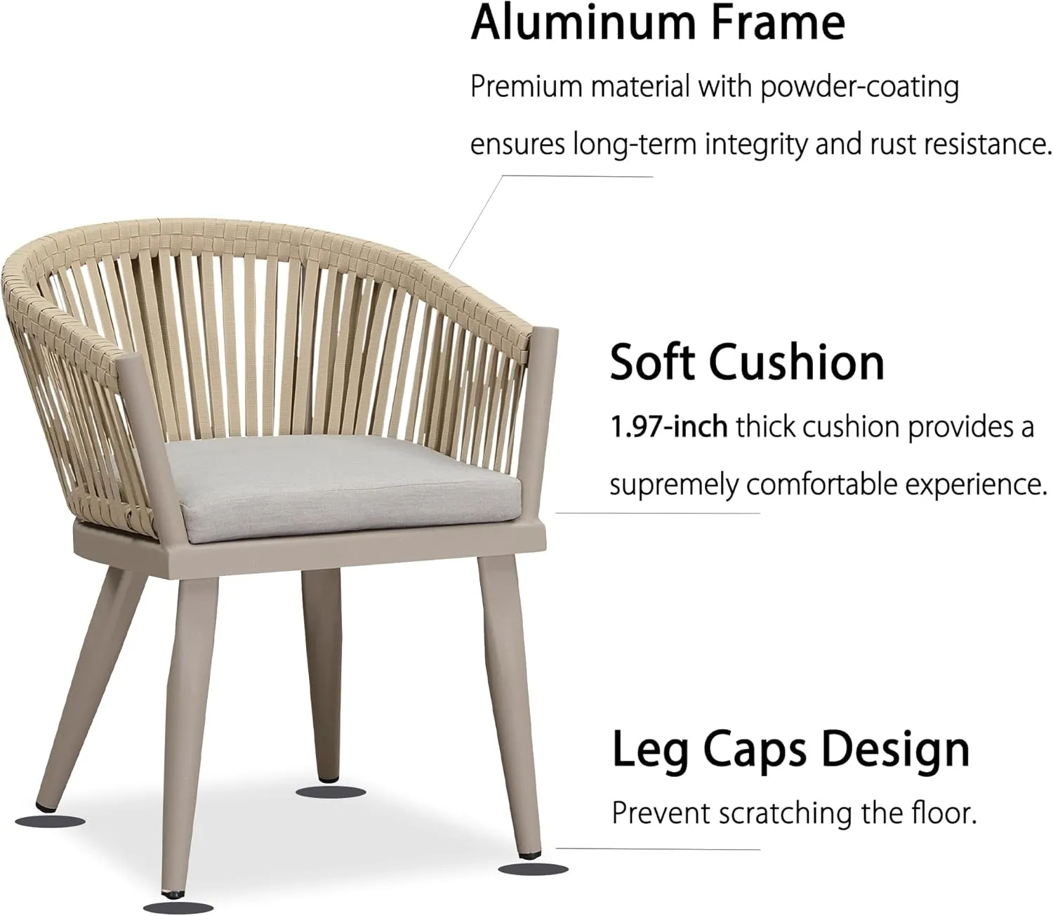 PURPLE LEAF 7 Pieces Outdoor Dining Set with Patio Aluminium Dining Table and Wicker Rattan Chairs Modern Furniture Cushions Sets for Backyard Indoor Decor Kitchen Champagne