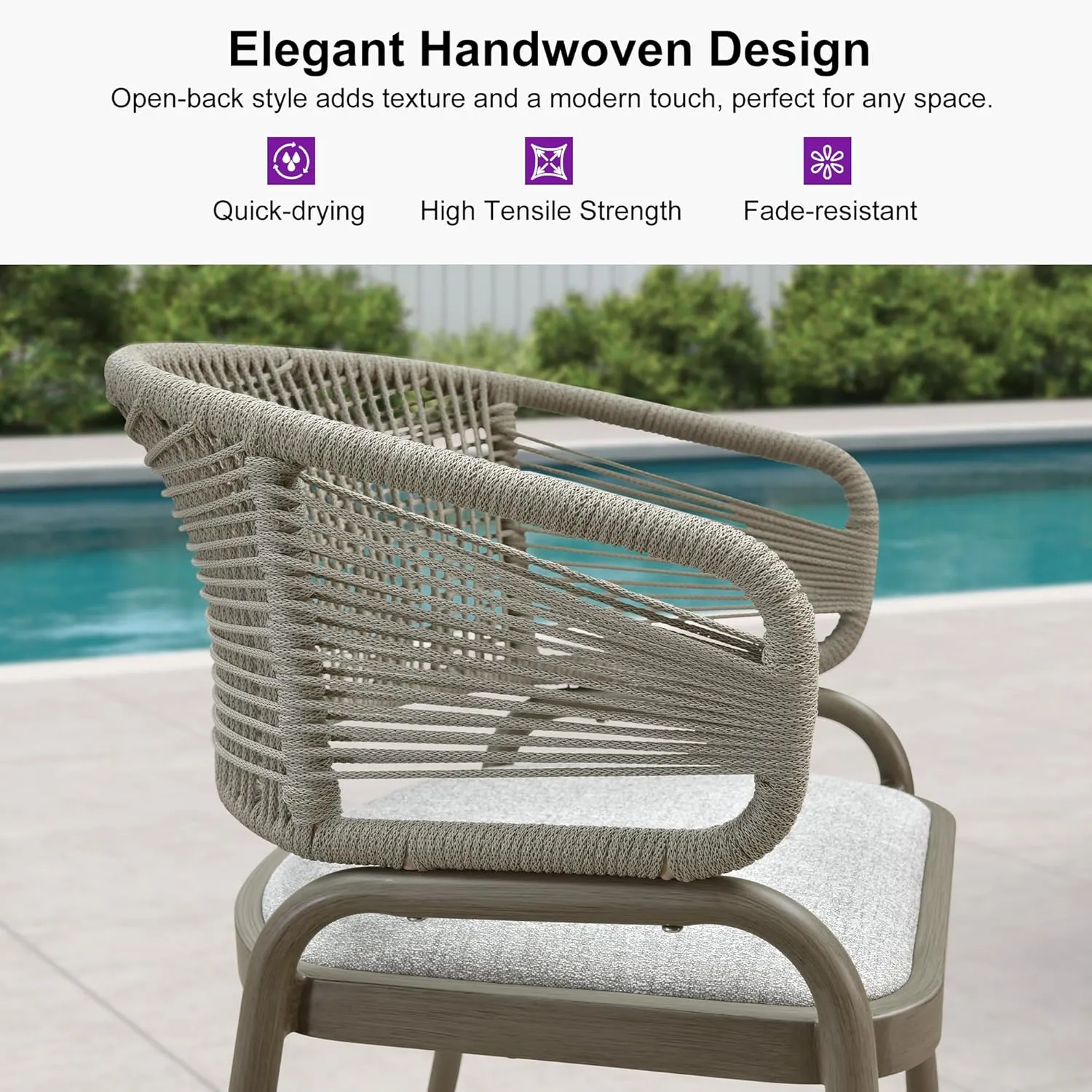 PURPLE LEAF Outdoor 26 Inch Rattan Counter Height Bar Stools Set of 2 Modern Patio Metal Wicker Aluminum Woven Counter Bar Chairs with Wraparound Back with Armrest for Kitchen Garden Indoor Champagne