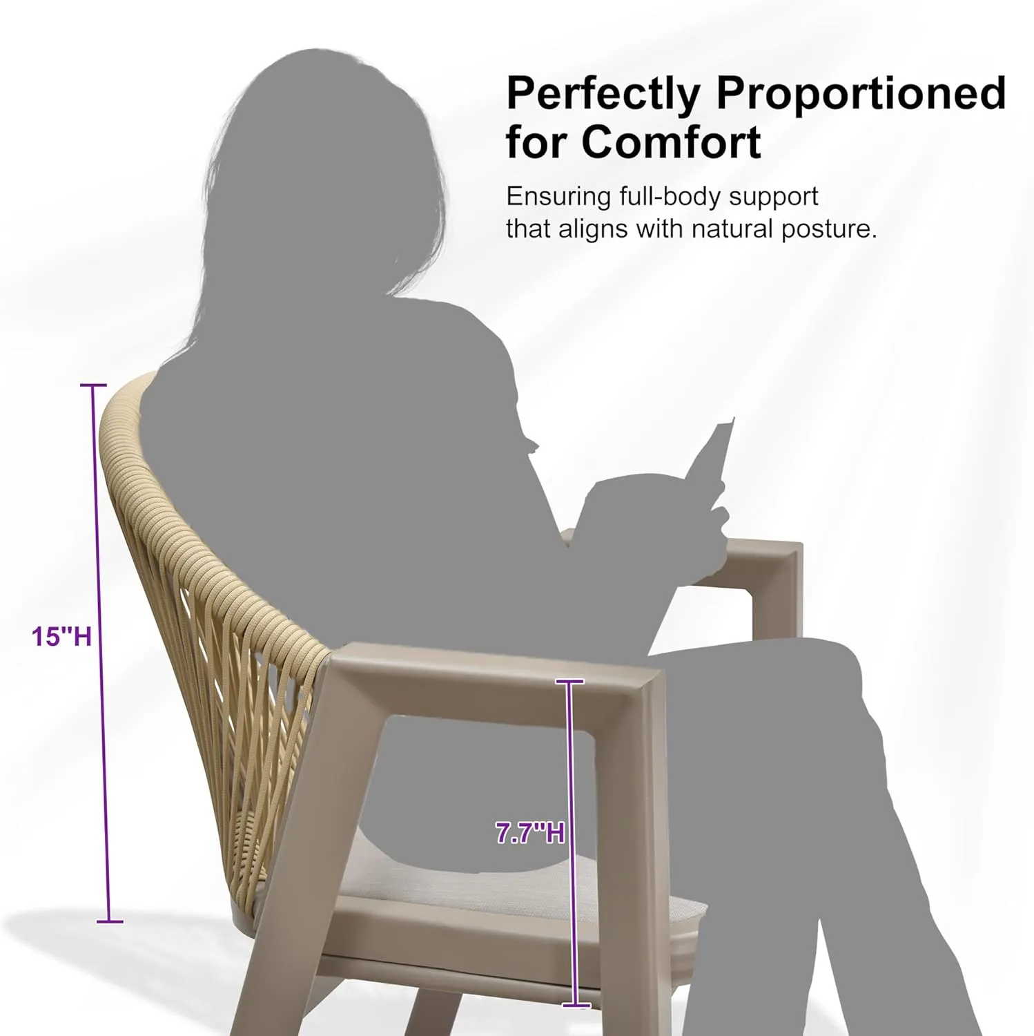 PURPLE LEAF Outdoor Bar Stool Set of 2 Aluminum Frame with Backrest Bar Height Patio Chairs for Kitchen Island Lawn Champagne Outdoor