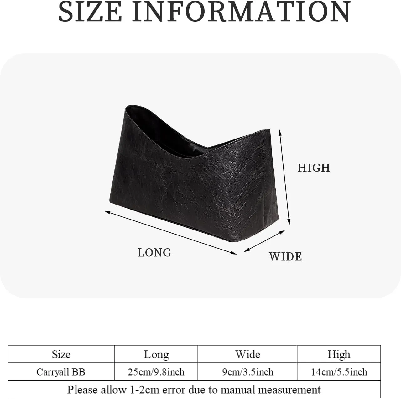 Purse Organizer Insert, Dupont Paper Inside Storage Bag Organizer Insert Fit for LV Carryall BB Slim Inner Liner Bag In Bag Organizer (Black-02, Carryall BB)