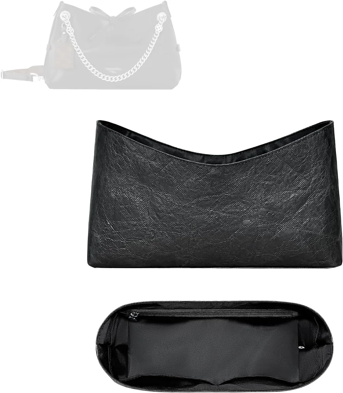 Purse Organizer Insert, Dupont Paper Inside Storage Bag Organizer Insert Fit for LV Carryall BB Slim Inner Liner Bag In Bag Organizer (Black-02, Carryall BB)